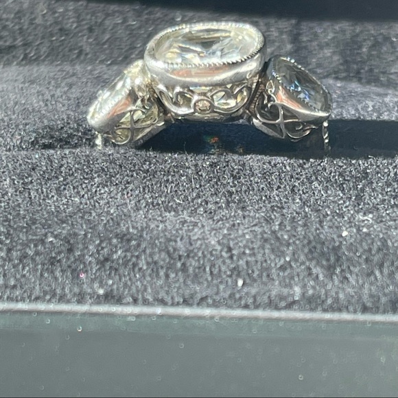 Synthetic Diamond Engagement Ring stackable sterling silver cubic zirconia - Picture 2 of 11